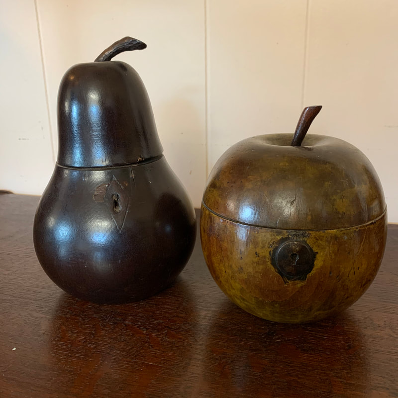 Carved Georgian Pear & Apple Tea Caddy
